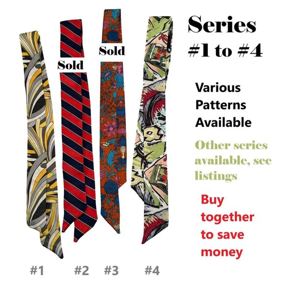 Silk Slim Scarf Red Carriage and Rope Print 35 x 1.5 Inches Equestrian Chic No17 - Picture 8 of 11